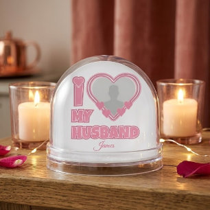 Personalized I Love My Husband – Add Photo & Name Snow Globe