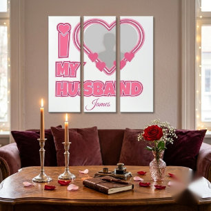 Personalized I Love My Husband – Add Photo & Name Triptych