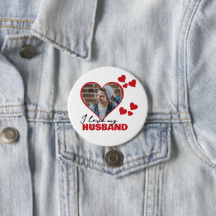 Personalized I Love My Husband Heart Photo Button