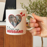 Personalized I Love My Husband Heart Photo Coffee Mug<br><div class="desc">Custom Personalized One Of A Kind Photo Heart mug from Ricaso - Love heart Photo Template Design .. simply add your own photograph to this great custom coffee mug with bold I LOVE MY HUSBAND (insert your own text or leave as is) .. easy to personalize .. customizable photo templates...</div>
