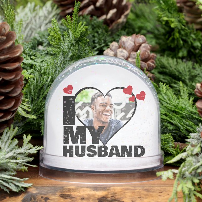 Personalized I Love My Husband Heart Photo Snow Globe (Winter)