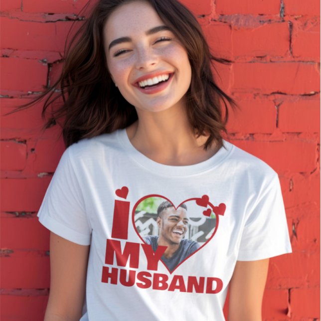 Personalized I Love My Husband Heart Photo T-Shirt (Personalized I Love My Husband Heart Photo T-Shirt by Ricaso. Add your own photograph to this shirt)