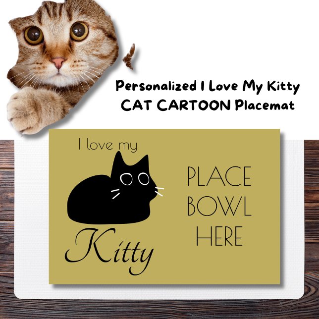 Personalized I Love My Kitty CAT CARTOON  Placemat (Personalized I Love My Kitty CAT CARTOON Placemat)