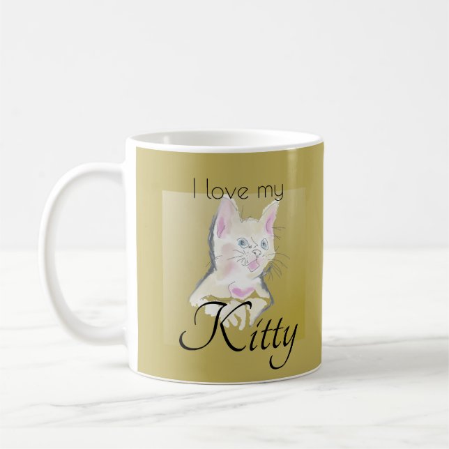 Personalized I Love My Kitty Photo Coffee Mug (Left)