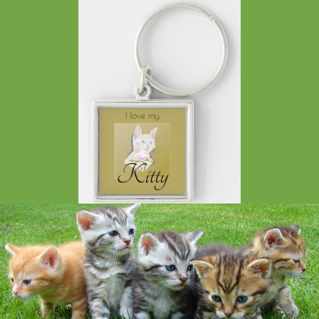 Personalized I Love My Kitty Photo Keychain (Creator Uploaded)