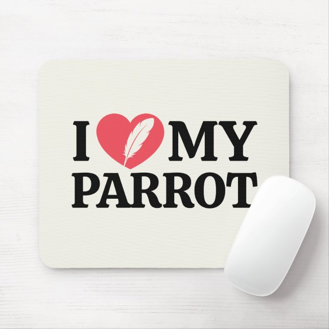 Personalized I Love My Parrot Heart Typography Mouse Pad (With Mouse)