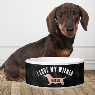 Personalized I Love My Wiener funny Dachshund Bowl
