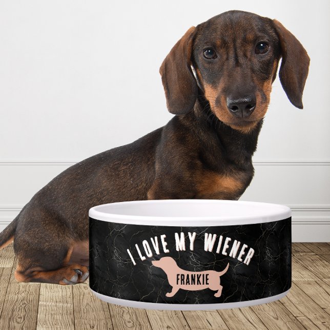 Personalized I Love My Wiener funny Dachshund Bowl (Creator Uploaded)