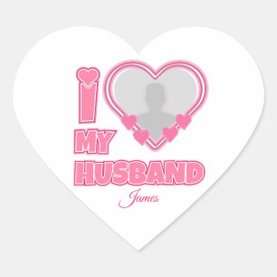 Personalized I Love My Wife – Add Name & Photo Heart Sticker