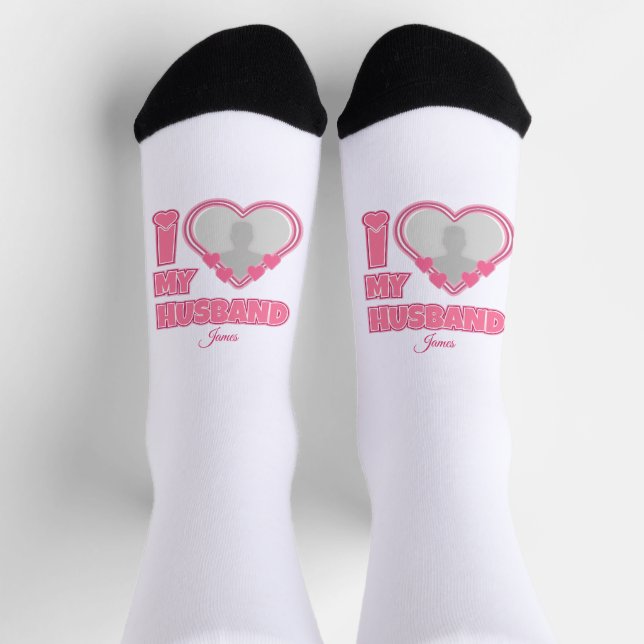 Personalized I Love My Wife – Add Name & Photo Socks (Top)