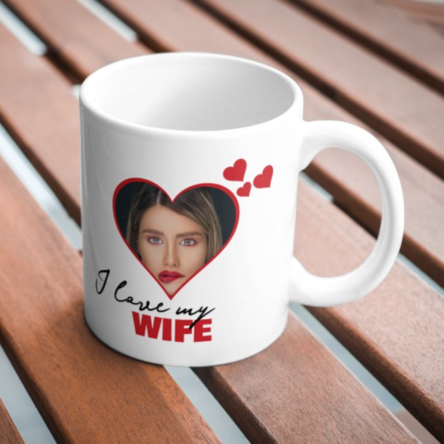 Personalized I Love My Wife Heart Photo Coffee Mug (Personalized I Love My Wife Heart Photo Mugs from Ricaso. Change text photo Other styles available)