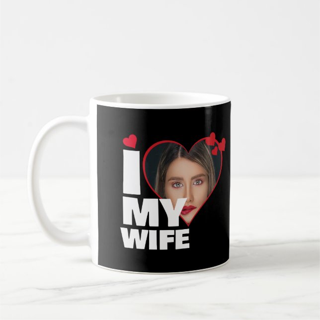 Personalized I Love My Wife Heart Photo Coffee Mug (Left)