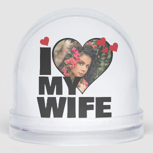 Personalized I Love My Wife Heart Photo Snow Globe