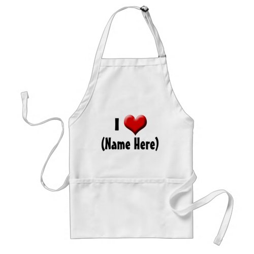 Personalized I Love Name Valentines Day Adult Apron