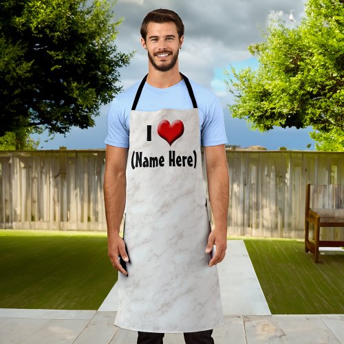 Personalized I Love Name Valentines Day Apron