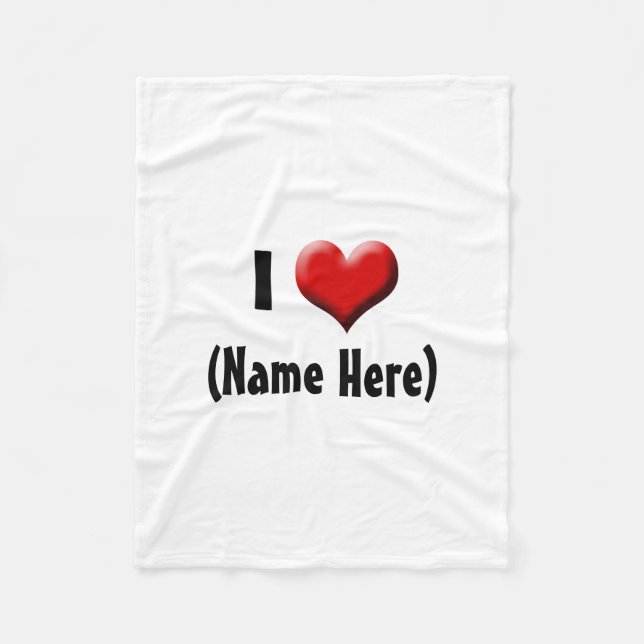 Personalized I Love... Name Valentine's Day Fleece Blanket (Front)