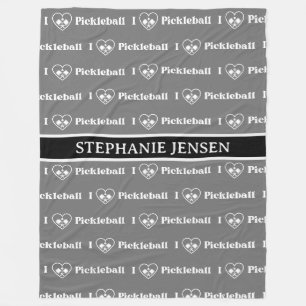PERSONALIZED I Love Pickleball Heart Retro Fleece Blanket