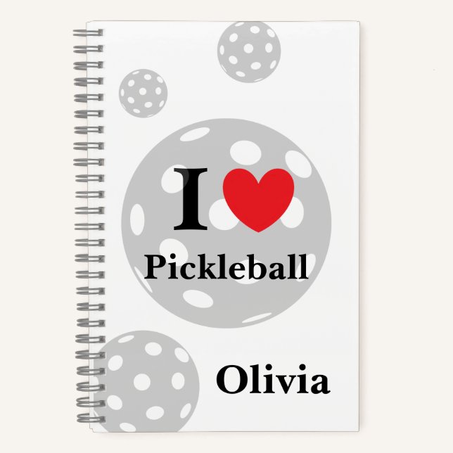 Personalized "I Love Pickleball" Notebook (Front)