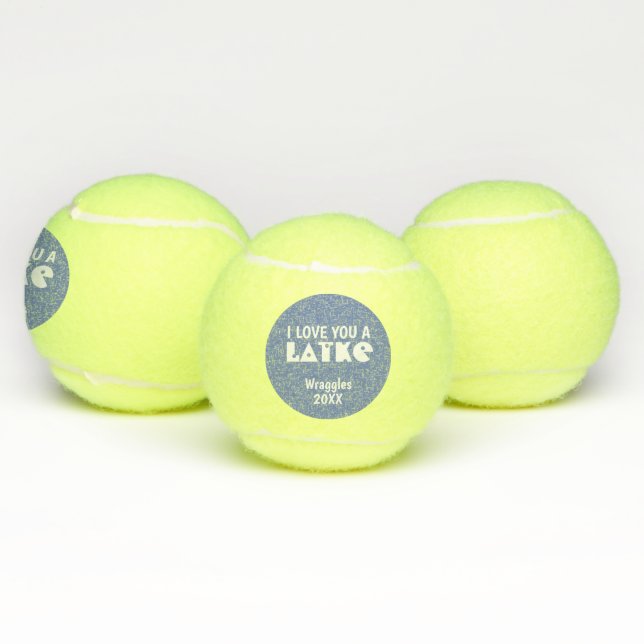 Personalized I love you a latke Hanukkah Chanukah Tennis Balls (Multi)