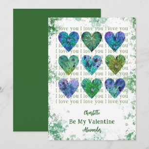 Personalized I Love You Be my Valentine Hearts Holiday Card
