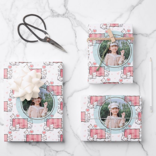 Personalized I Love You Birthday Wrapping Paper Sheets (Front)