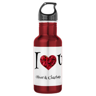 Personalized I Love You Couple Names Stainless Steel Water Bottle