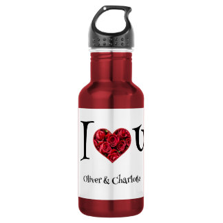 Personalized I Love You Couple Names Stainless Steel Water Bottle