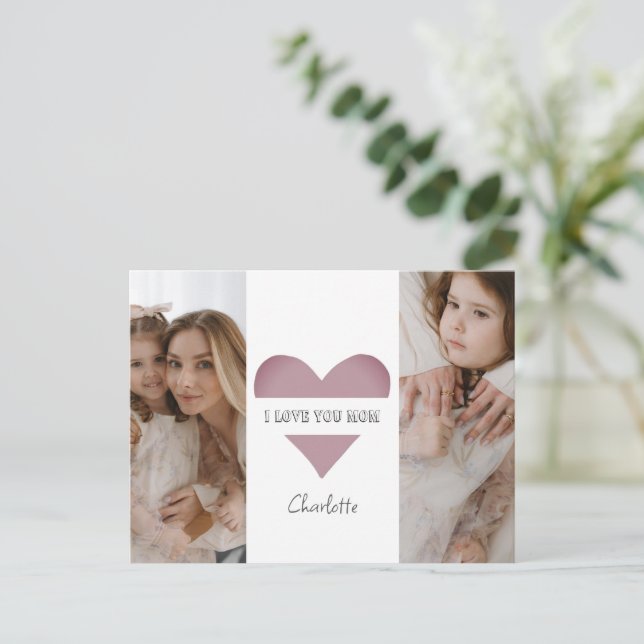 Personalized 'I Love You Mom' Card  (Standing Front)