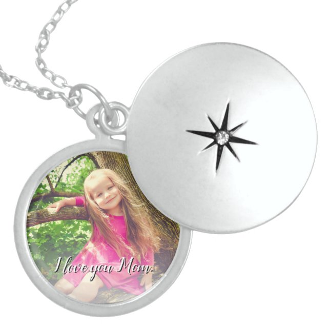 Personalized I love you Mom photo Locket Necklace (Front)