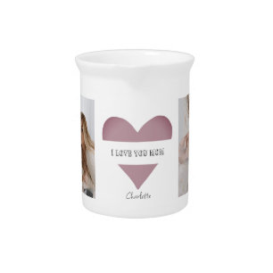 Personalized 'I Love You Mom' Porcelain Pitcher