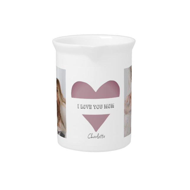 Personalized 'I Love You Mom' Porcelain Pitcher  (Front)