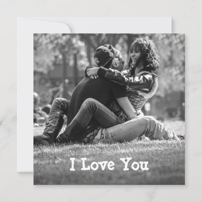 Personalized  "I Love You" Photo Border Card (Front)