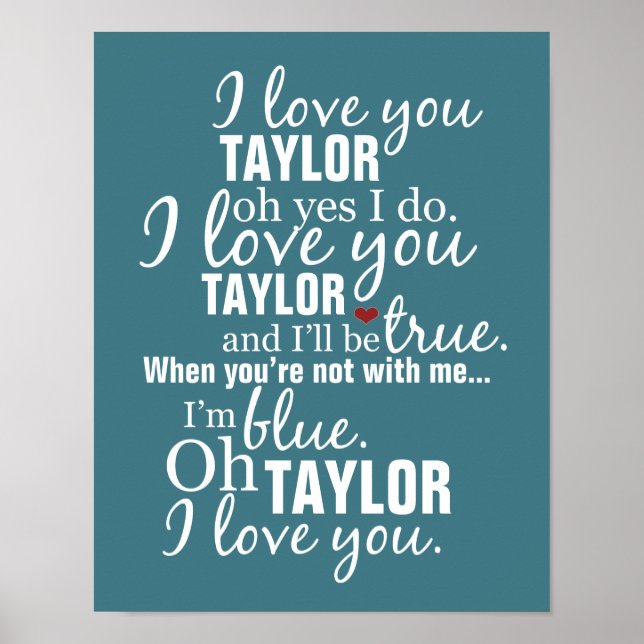 Personalized I Love You Song Poster (Front)