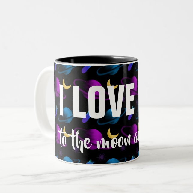 Personalized I Love You The Moon & Back Two-Tone Coffee Mug (Front Left)
