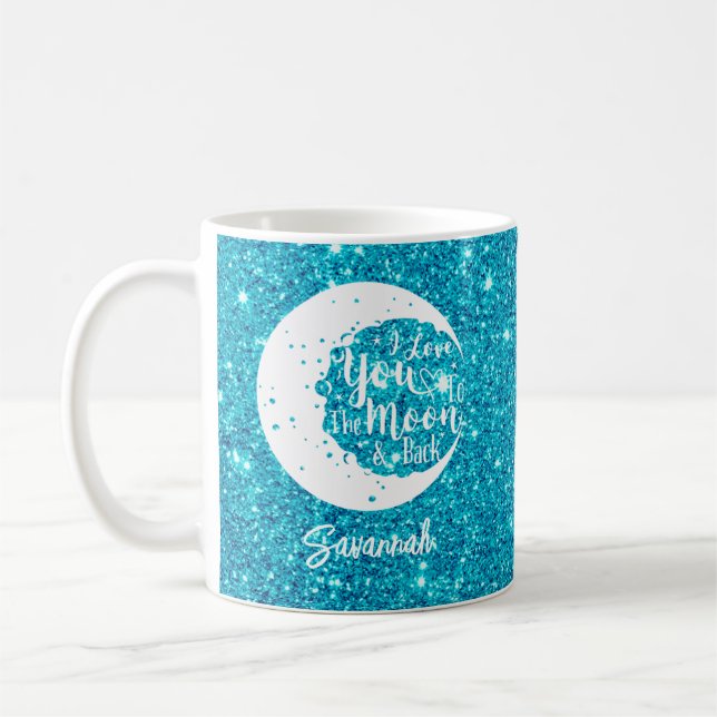 Personalized I love you to the moon & back  Coffee Coffee Mug (Left)