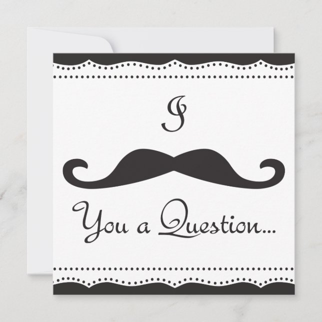PERSONALIZED I Mustache You A Q! Wedding Party! Invitation (Front)