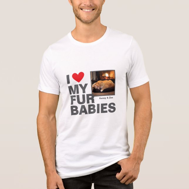 Personalized 'I ❤️ My Fur Babies' Photo Design Tri-Blend Shirt (Front)