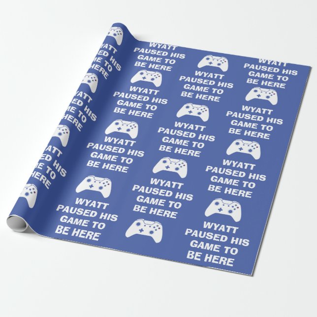 Personalized I Paused My Game to Be Here Meme Wrapping Paper (Unrolled)