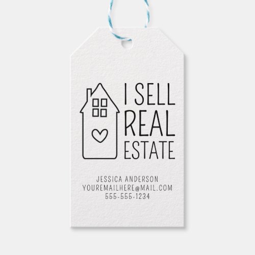 Personalized I Sell Real Estate Promotional House Gift Tags