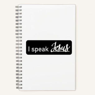 Personalized I Speak Jesus Black & White on White Notebook