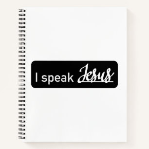 Personalized I Speak Jesus Black & White on White Notebook