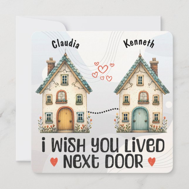 Personalized I Wish You Lived Next Door Gift Card (Front)