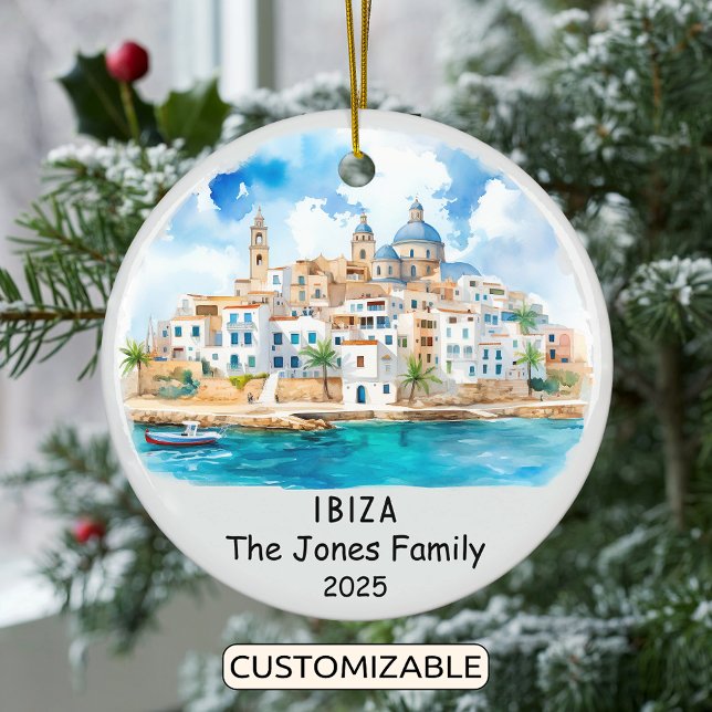Personalized Ibiza Ornament, Spain Ceramic Ornament (Creator Uploaded)