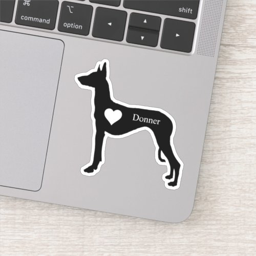 Personalized Ibizan Hound Heart Name Custom Sticker