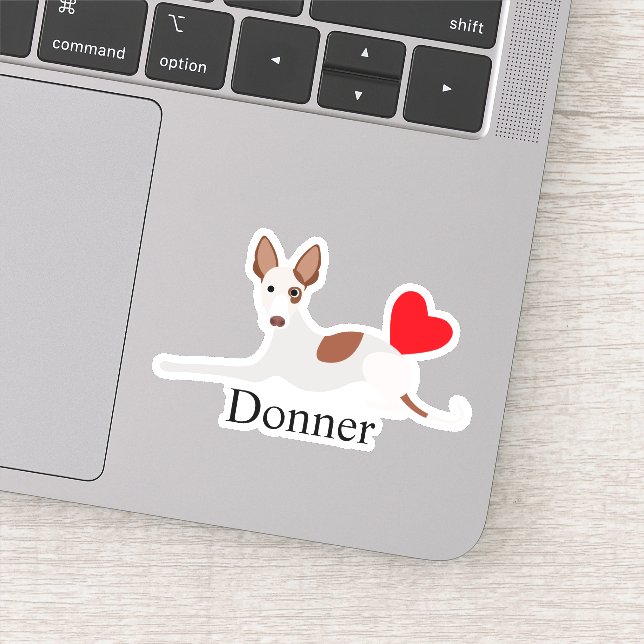 Personalized Ibizan Hound Heart Name Podenco Sticker (Detail)