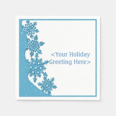Personalized Ice Blue Christmas Snowflake Napkins