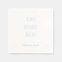 Personalized Ice Blue Oh Baby Boy Shower Napkins