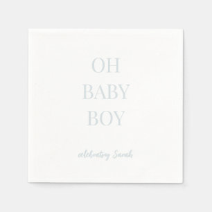 Personalized Ice Blue Oh Baby Boy Shower Napkins