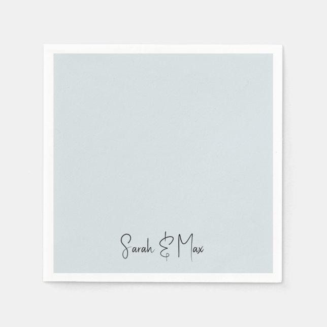 Personalized Ice Blue Wedding Napkins (Front)