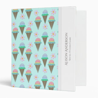 Personalized Ice Cream And Daisy 3 Ring Binder